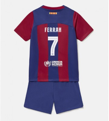 Barcelona Ferran Torres #7 Hemmaställ Barn 2023-24 Kortärmad (+ Korta byxor)